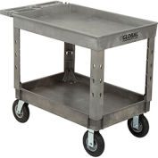 Industrial Strength Plastic 2 Tray Shelf Service & Utility Cart, 44” x 25-1/2”, 8" Pneumatic wheels