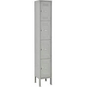 Global Lockers Four Tier 12 x 15 x 18 4 Door Ready To Assemble Gray
