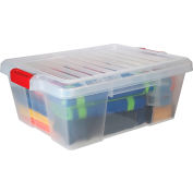 Quantum Heavy-Duty Latch Container with Lid 21"Lx15-7/8"x7-3/4"H Clear Price for 6 - Pkg Qty 6