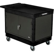 Deluxe plastic Black 2 shelf Tray Maintenance Utility Cart 40x26, 5" Casters