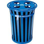 Global Industrial™ Outdoor Steel Recycling Receptacle with Multi-Stream Lid - 36 Gallon Blue