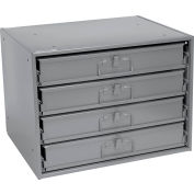 Durham Steel Compartment Box Rack 20 x 15-3/4 x 15 with 4 Adjustable Divider Compartment Boxes