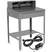 Global Industrial™ Sloped Shop Desk w/ Pigeonhole Riser & Outlets, 34-1/2'W x 30"D, Gray