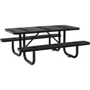6 ft. Rectangular Outdoor Steel Picnic Table - Perforated Metal - Black