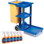 Global Industrial™ Janitor Cart Blue with Citrus Cleaner Degreaser Case