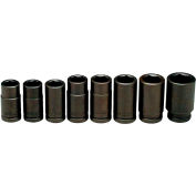 Wright Tool 608 3/4" Drive 7/8"-1-1/2" 6 Point 8 Piece SAE Deep Impact Socket Set
