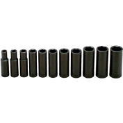 Wright Tool 412 1/2" Drive 3/8"-1" 6 Point 11 Piece SAE Deep Impact Socket Set