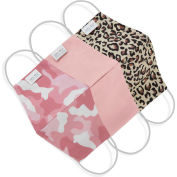 Reusable Cloth Face Mask, Washable, 3-Layer Contour, Fashion Light, 3/Pack