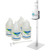 Global Industrial Foot Operated Hand Sanitizer Dispenser Starter Kit w/ 4 x Gal. Gel Sanitizer