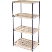Nexel®, Nexelite®, 4 Tier, Vented Plastic Mat Shelving Unit, 30"W x 18"D x 63"H