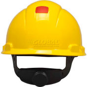 3M™ Hard Hat With UVicator, H-702R-UV, Yellow, 4-Point Ratchet Suspension