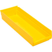 Global Industrial Plastic Nesting Storage Shelf Bin 8-3/8"W x 23-5/8"D x 4"H Yellow - Pkg Qty 6