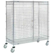 Nexel® Poly-Z-Brite Wire Security Truck w/2 Shelves, 4 Swivel & 2 Brake, 48"L x 24"W x 69"H