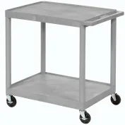 Rubbermaid FG618088 BLA 2 Level Polymer Utility Cart w/ 330 lb Capacity,  Flat Ledges