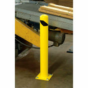 Global Industrial Floor Mount Round Safety Bollard, Yellow, 4.5''x 24"H