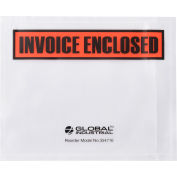 Global Industrial™ Panel Face Envelopes, "Invoice Enclosed", 4-1/2"L x 5-1/2"W, Orange, 1000/Pk