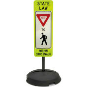 Sign with Wheeled Sign Base, R1-6, State Law Yield to Pedestrians, 12"W x 36"H