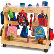 Jonti-Craft® Mobile Backpack Cart with Clear Cubby Trays and 34 Double-Hooks