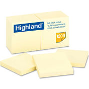 Highland™Self-Stick Pads 6549YW, 3" x 3", Yellow, 100 Sheets, 12/Pack