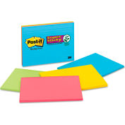 Post-it&#174; Super Sticky Large Format Notes 6845SSPL, 8&quot; x 6&quot;, Electric Glow, 45 Sheets, 4/Pack