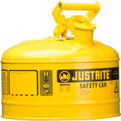 Safety Can Type I-2-1/2 Gallon Galvanized Steel, Yellow, 7125200