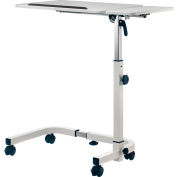 Global Industrial&#153; Tilting Adjustable Height Mobile Laptop Desk, 36&quot;W, White