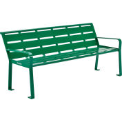 Global Industrial™ 6' Outdoor Horizontal Steel Slat Park Bench w/ Back, Green
