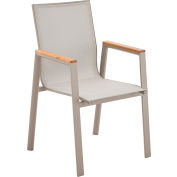 Global Industrial Outdoor Sling Armchair with Teakwood Armrests, Tan - Pkg Qty 4