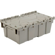 Global Industrial Plastic Attached Lid Shipping and Storage Container 19-5/8x11-7/8x7 Gray