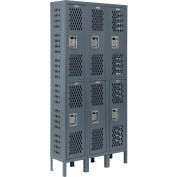 Global Industrial Infinity® Double Tier 6 Dr Ventilated Locker, 12"Wx12"Dx36"H, Assembled