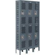 Global Industrial™ Infinity® Double Tier 6 Dr Ventilated Locker, 12"Wx12"Dx36"H, Assembled