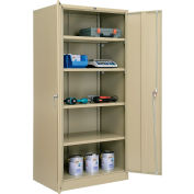 Global Industrial Storage Cabinet, Turn Handle, 36"Wx24"Dx78"H, Tan, Unassembled