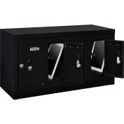 Global Industrial 4 Door Device Locker W/Key Lock, 28-1/2"Wx11-1/4"Dx15-5/8"H, Black,Assembled