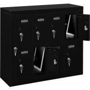 Global Industrial 8 Door Device Locker W/Key Lock, 28-1/2"Wx11-1/4"Dx26-3/4"H, Black,Assembled