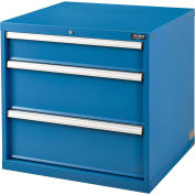Global Industrial Modular Drawer Cabinet, 3 Drawers, w/Lock, w/o Dividers, 30x27x29-1/2, Blue