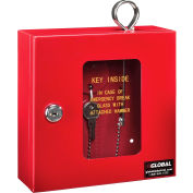Global Industrial™ Emergency Key Box, 6-1/4"W x 2"D x 6-7/8"H, Keyed Differently, Red