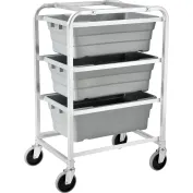 Space Solutions Bin Storage Cabinet with 16 plastic tote bins, Mobile, 36 x  30 x 18, Platinum/Blue Tool Boxes & Organizers 