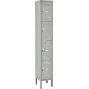 Global Industrial Four Tier 4 Door Global Lockers, 12"Wx12"Dx18"H, Gray, Assembled