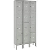 Global Industrial Four Tier 12 Door Global Lockers, 12"Wx18"Dx18"H, Gray, Assembled