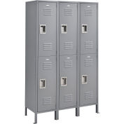 Global Industrial Infinity® Double Tier 6 Door Locker, 15"Wx18"Dx36"H, Gray, Assembled