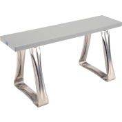 Global Industrial Locker Bench W/Stainless Trapezoid Pedestals, Plastic Top, 36"Wx9-1/2"Dx17"H