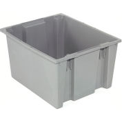 Global Industrial Stack and Nest Storage Container SNT300 No Lid 29-1/2 x 19-1/2 x 15, Gray - Pkg Qty 3