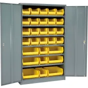 Heavy-Duty Bin Storage Cabinet - 48 x 24 x 78, 168 Clear Bins