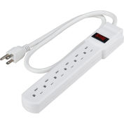 Global Industrial 6 outlet Power Strip 2.5' Cord 14/3C Lighted Switch 15A 125V 1875W WHT