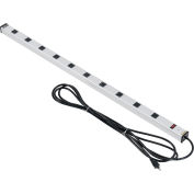 Global Industrial Aluminum Power Strip W/ 10 Outlets & 15' Long Cord, Silver