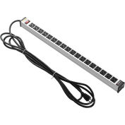 Global Industrial™ 24-in. 18 Outlet Aluminum Power Strip with 15' Cord, cETLus Listed