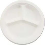 Dart® 9CPWCR, 3-Comp Foam Plate, 9 Dia., White, 500/Carton