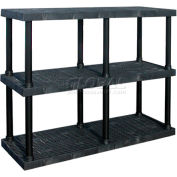Structural Plastic Vented Shelving, 66"W x 24"D x 51"H, Black