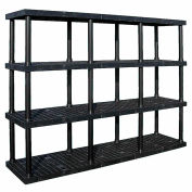 Structural Plastic Vented Shelving, 96"W x 24"D x 75"H, Black