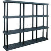 Structural Plastic Vented Shelving, 96"W x 16"D x 75"H, Black
